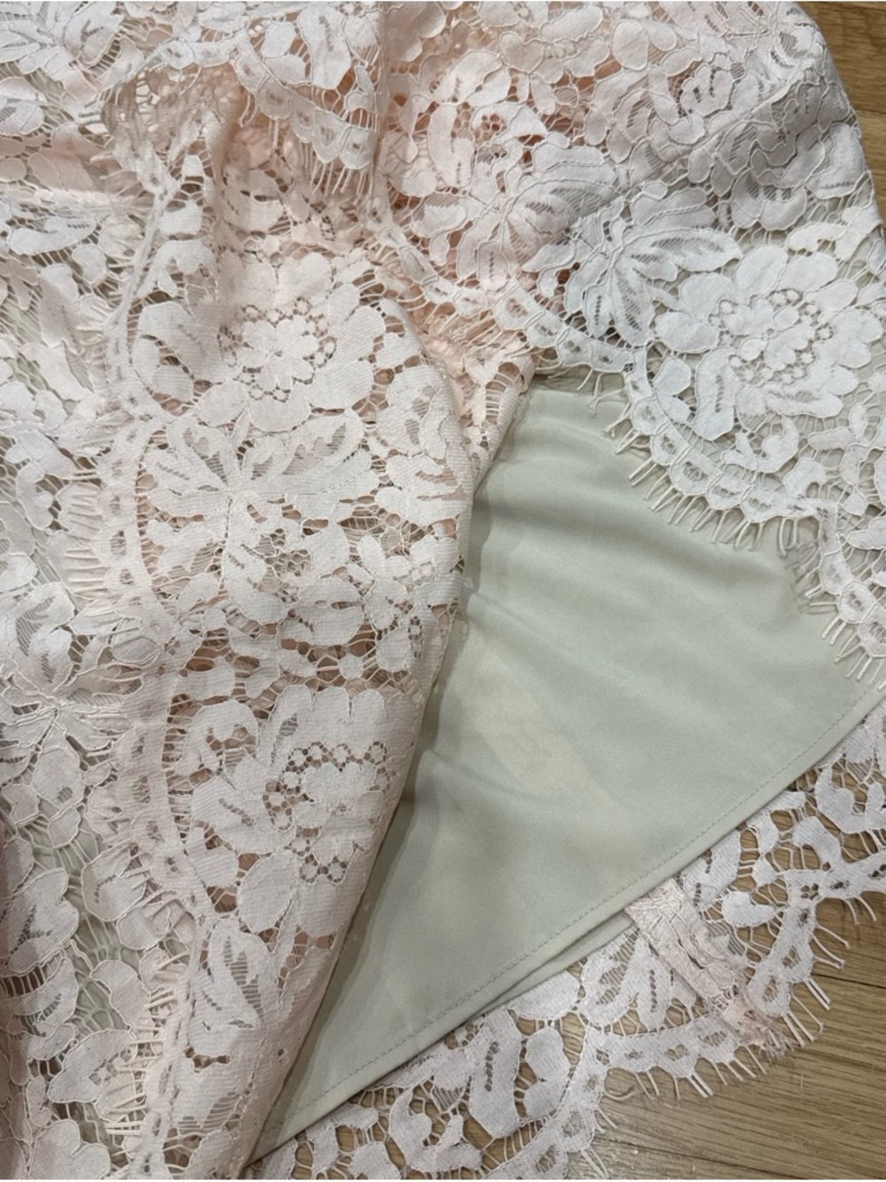 Vince Camuto Floral Lace fit and flare Mini Dress in Light Pink and Cream - Picture 4 of 9